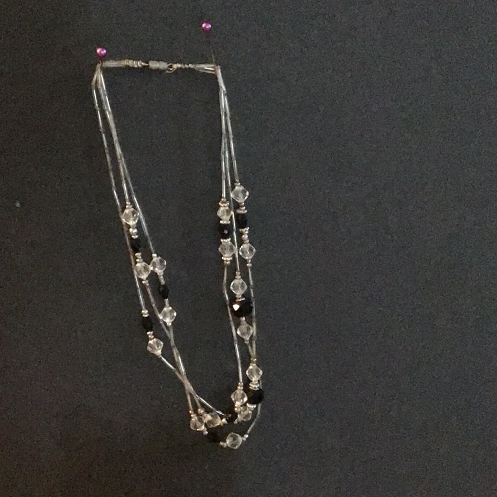 Silver and black necklace